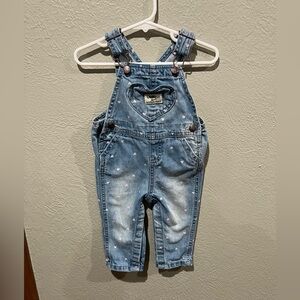 OshKosh B'gosh Blue Heart Pattern Overalls Size 9 months EUC
